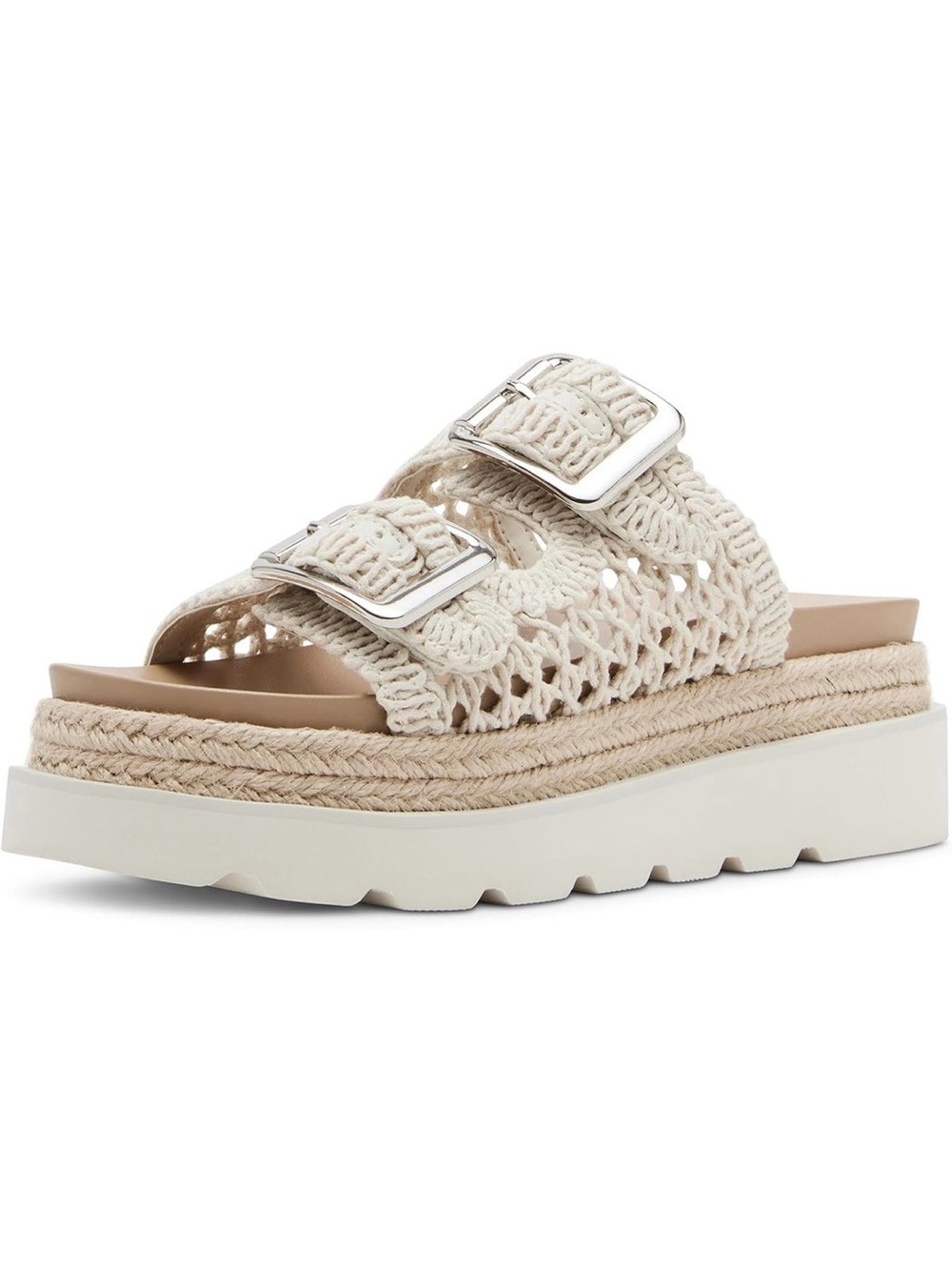 Women’s Cream Crochet Platform Slide Sandals Sz9 k03